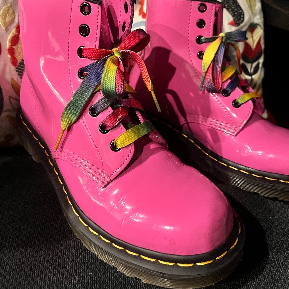 Gently worn limited edition bubble gum pink Dr Martens